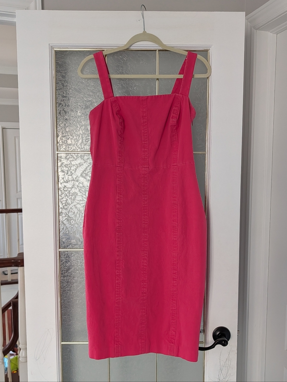 Banana Republic Magenta Square-Neck Denim Dress